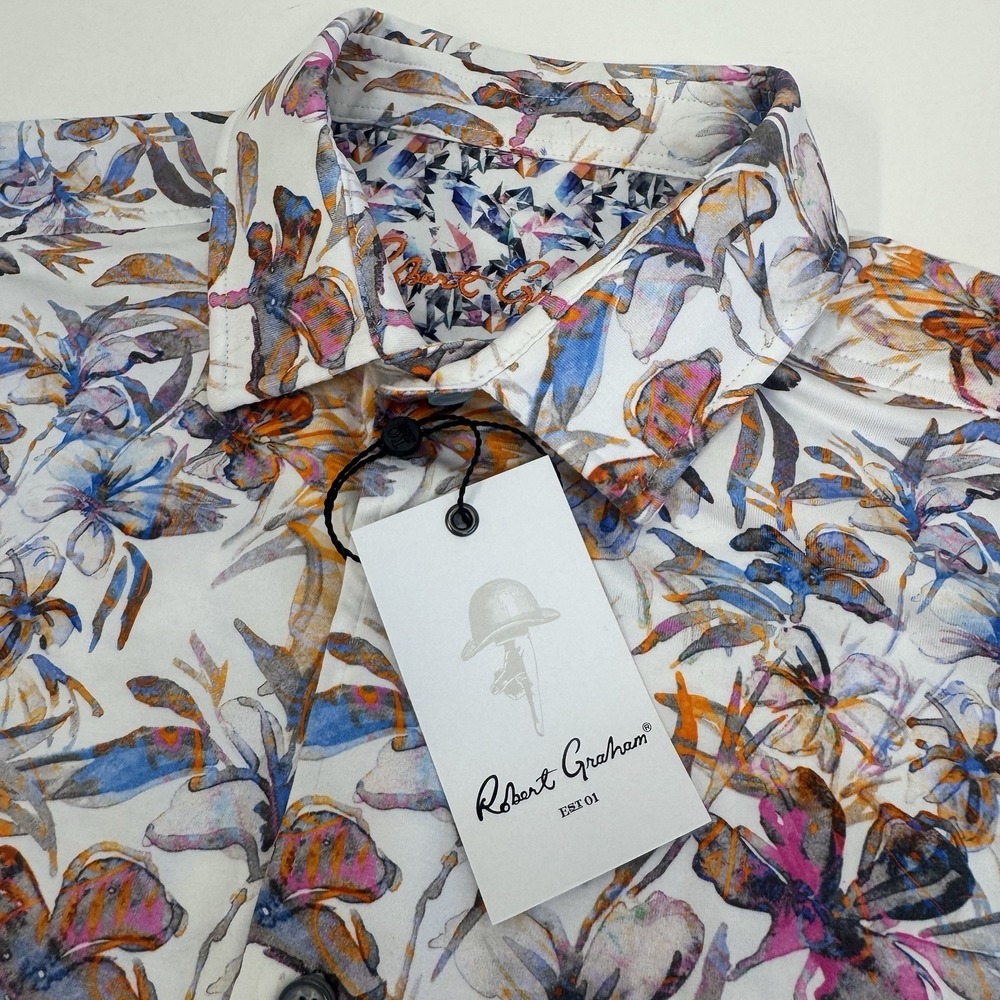 NWT Robert‎ Graham OSRIC Watercolor  Floral Print Classic Fit S/S Shirt MED $188